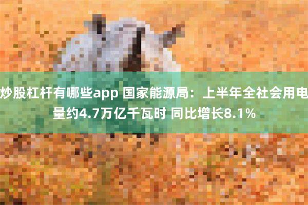 炒股杠杆有哪些app 国家能源局：上半年全社会用电量约4.7万亿千瓦时 同比增长8.1%