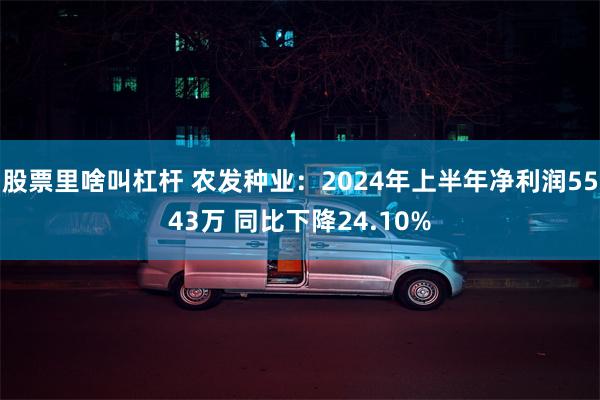 股票里啥叫杠杆 农发种业：2024年上半年净利润5543万 同比下降24.10%