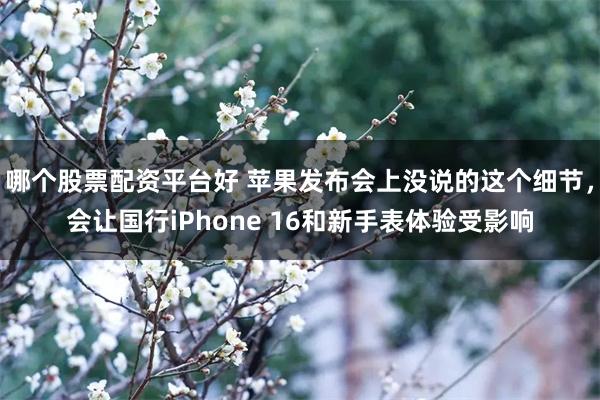 哪个股票配资平台好 苹果发布会上没说的这个细节，会让国行iPhone 16和新手表体验受影响