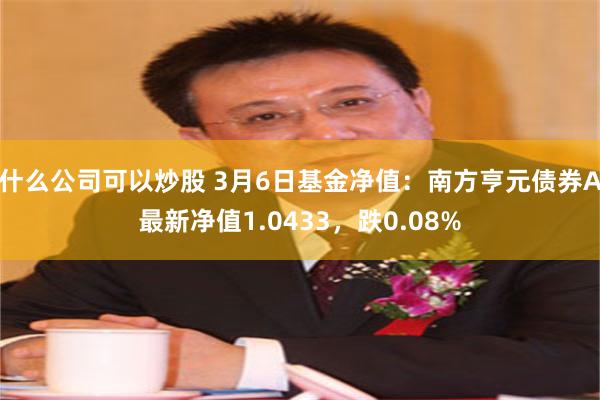 什么公司可以炒股 3月6日基金净值：南方亨元债券A最新净值1.0433，跌0.08%